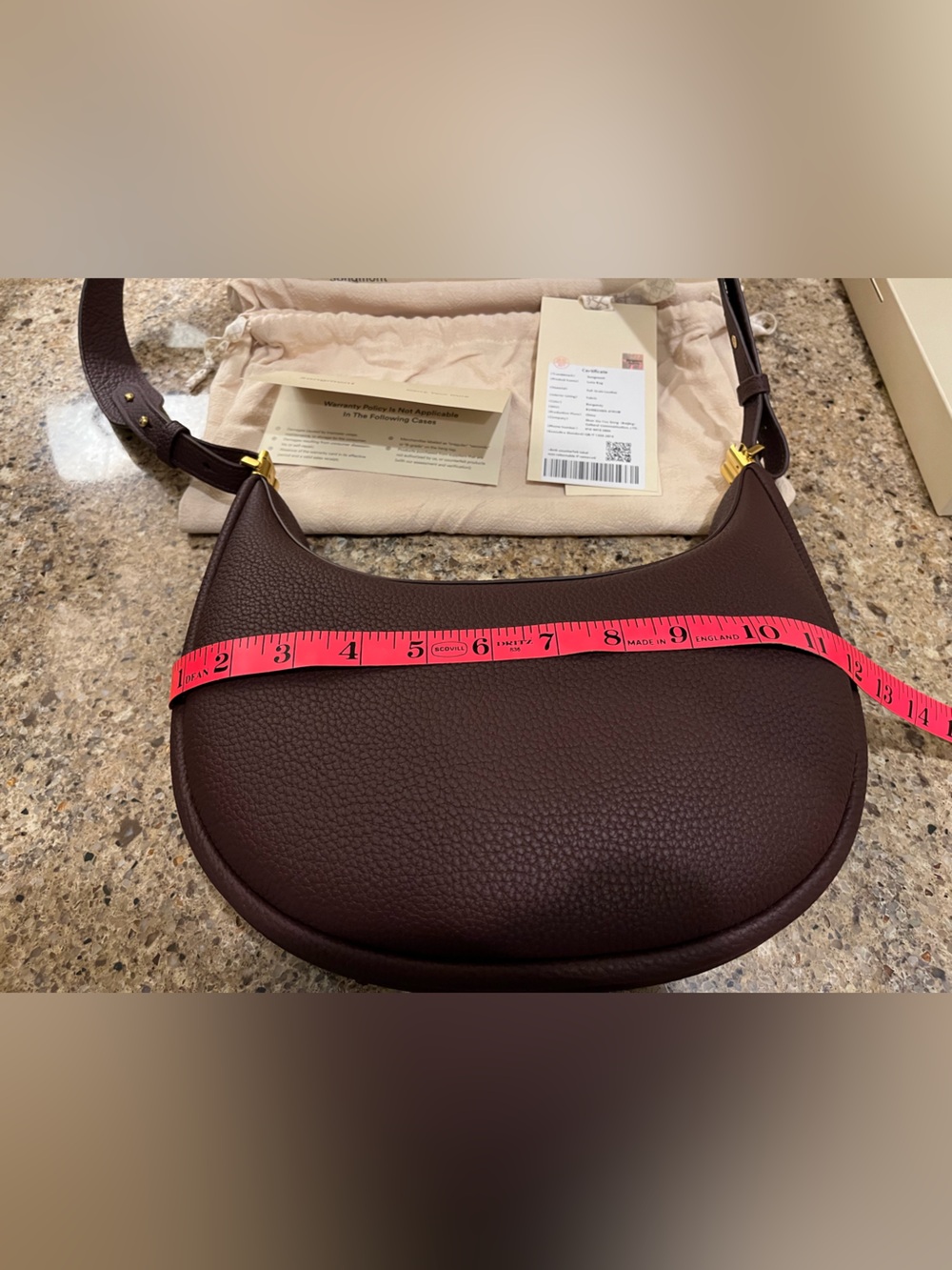 Songmont Luna Cresant Shaped Crossbody Bag in Burgundy 4 in 1 - Picture 8 of 12